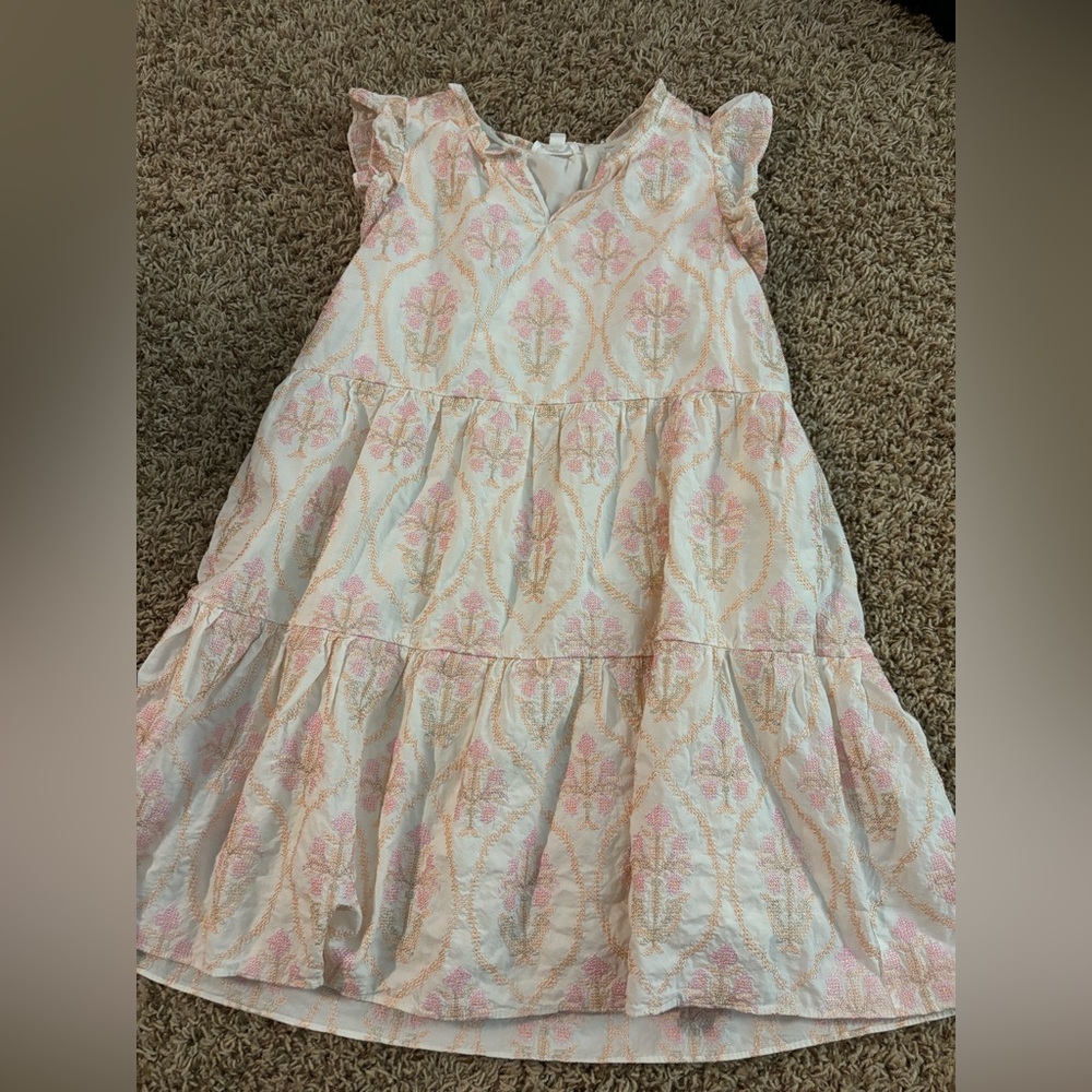 Floral Midi Dress in Pink and Cream